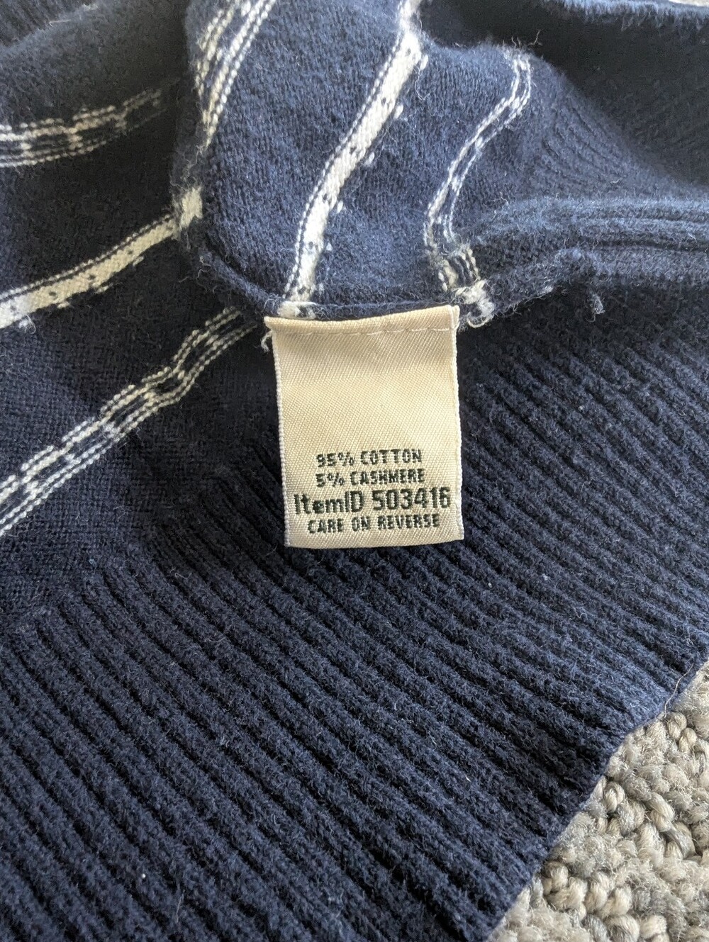 L.L. Bean Nordic Fair Isle Cotton Cashmere Navy Turtleneck Sweater - Picture 8 of 9